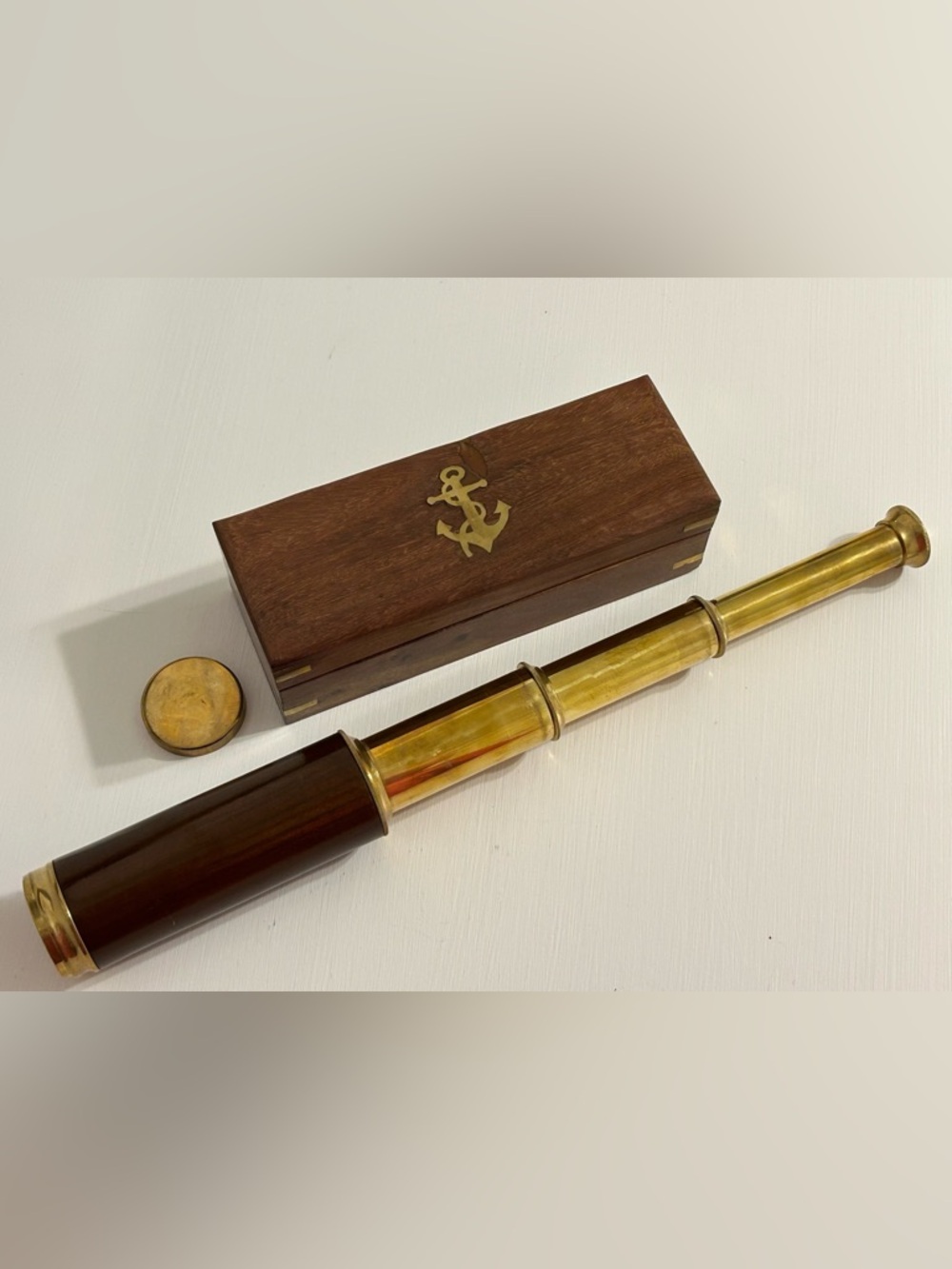 Deluxe Class Solid Brass - Wood Captain's Spyglass Telescope 15" w/ Rosewood Box
